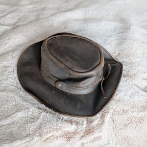 Brown Leather Cowboy Hat